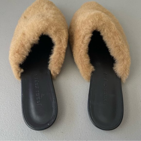 Jenni Kayne Shearling Pointed Toe Flat Mule in Natural EU38 US7.5-8 - Picture 4 of 8